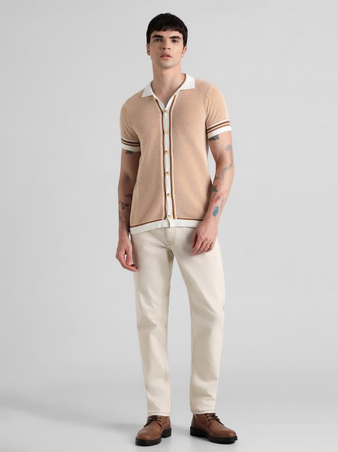 Buy Jack Jones Yellow Slim Fit Cotton Front Open Polo T-Shirt