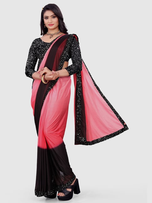 Buy Siril Georgette Black & Maroon Color Saree with Blouse piece Online at  Best Prices in India - JioMart.