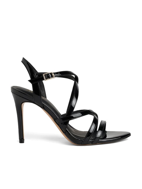 Black cross strap cheap heels