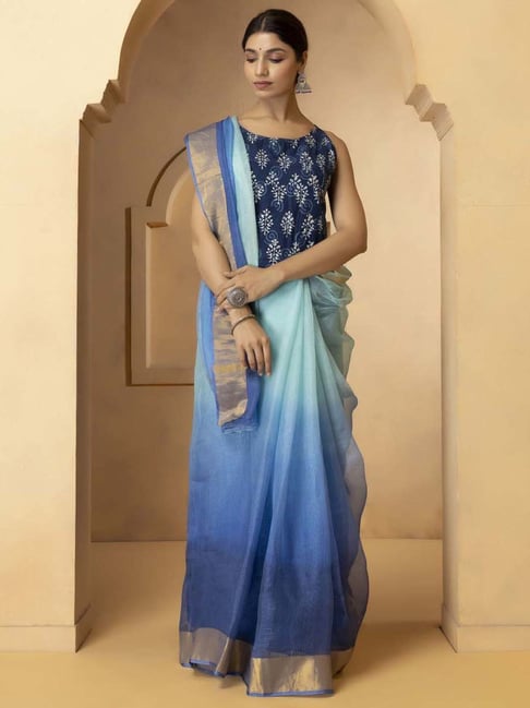 Sky Blue Silk Saree with Price | saree for engagement with price