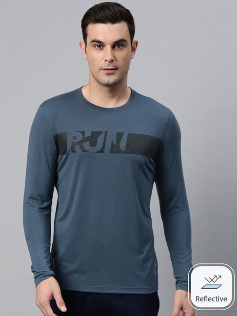ALCIS Blue Regular Fit Typography Print Sports T-Shirt-picture-22