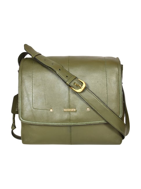 Small Over The Shoulder Bags Brown Leather Women's Satchel Bag, Green