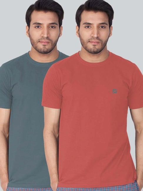 Lux Nitro Grey & Coral Regular Fit T-Shirt Pack of - 2-picture-22