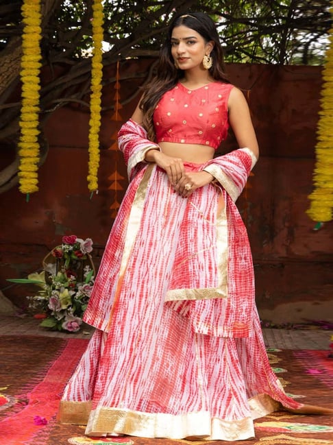 Indi Inside Pink Printed Unstitched Lehenga Choli Set With Dupatta-picture-25