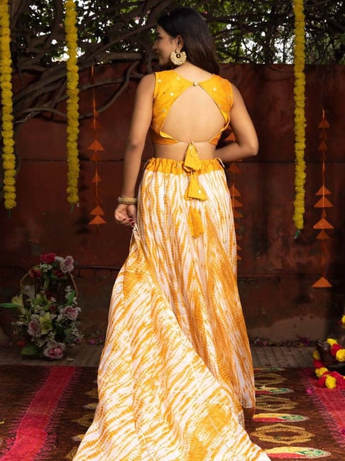 Backless Blouse with Heavy Embellished Lehenga Set – Mahima Mahajan