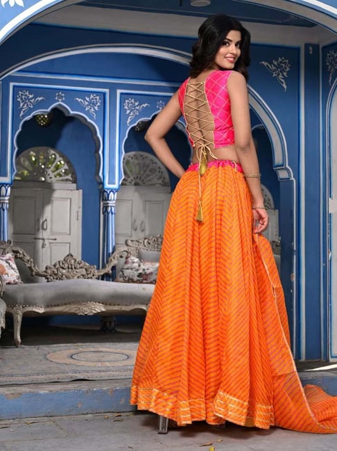 Buy Designer Sarees, Salwar Kameez, Kurtis & Tunic and Lehenga Choli.Excellent  Orange Lehenga Choli