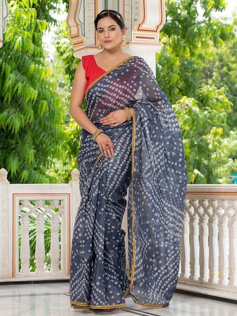 Black and Grey Embellished Chinnon Saree | Grey saree, Black and grey, Saree