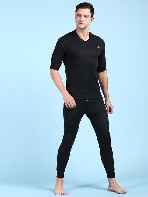 Lux Cottswool Black Regular Fit Thermal Top