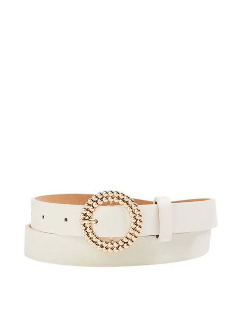 Buy Ginger by Lifestyle Off White Narrow Belt for Women Online At