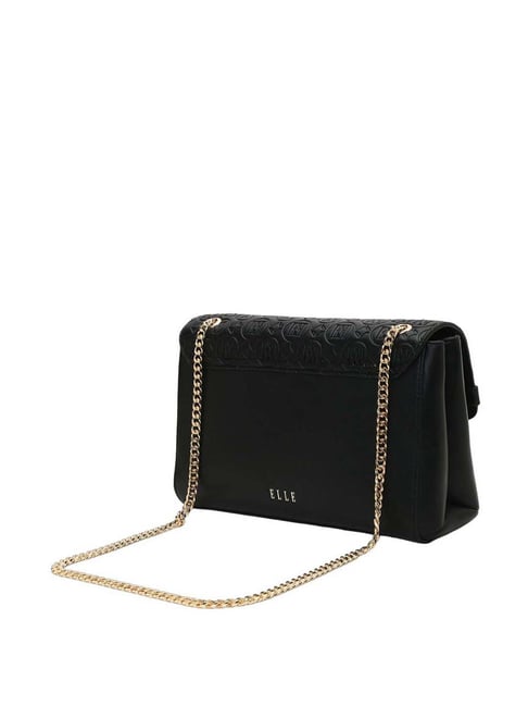Elle Black Textured Small Sling Handbag