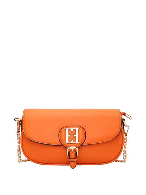 Elle Orange Solid Small Sling Handbag