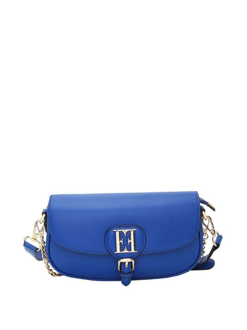 Elle Royal Blue Solid Small Sling Handbag
