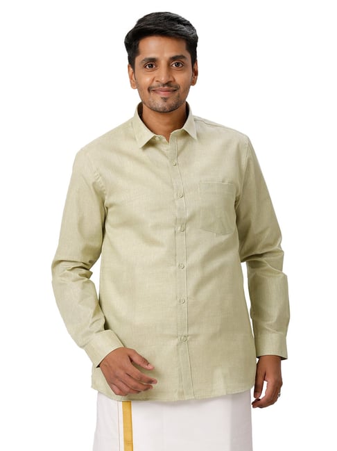 Ramraj Orange Regular Fit Full Sleeves Shirt