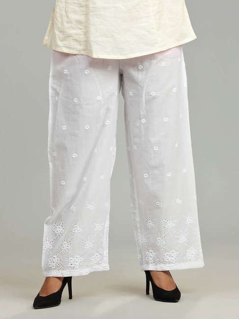 Buy Off White Cotton Silk Pants | KAAS27JUL105/B131/KAAS27JUL | The loom