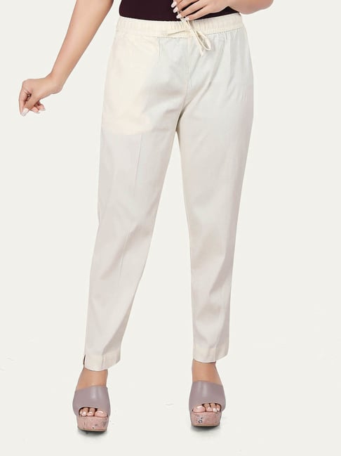 Buy W Off-White Slim Fit Pants for Women Online @ Tata CLiQ
