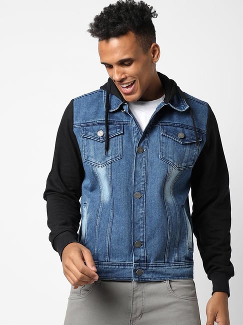 Buy online Blue Washed Denim Jacket from Jackets for Men by Canary London  for ₹1399 at 65% off | 2024 Limeroad.com