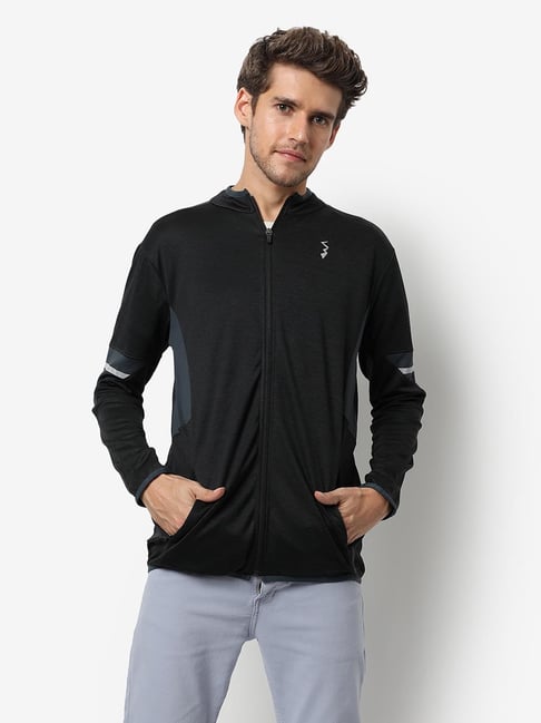 Campus Sutra Charcoal Grey Regular Fit Sports Jacket