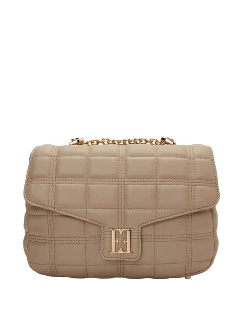 Elle Beige Quilted Small Sling Handbag