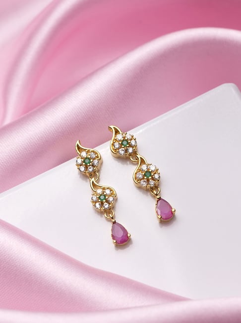 9ct Gold Ruby Drop Earrings - 18mm drop - G1812 | F.Hinds Jewellers