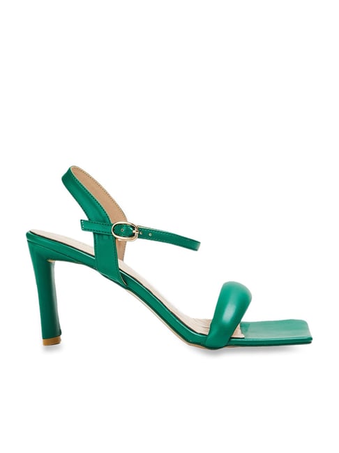 Lib Peep Toe Block Chunky Heels Ankle Buckle Straps Slippers Sandals - Green  in Sexy Heels & Platforms - $65.63