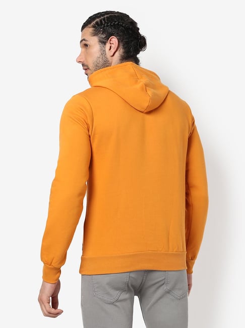 GRIFFEL Orange Loose Fit Logo Print Oversized Hooded Sweatshirt