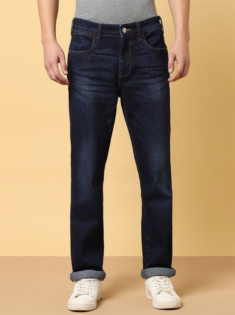 Wrangler Navy Cotton Slim Fit Jeans-picture-28