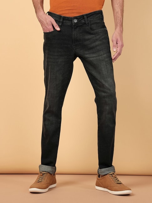 Shiny Black Skinny Jeans Men - Black Jeans with Chain