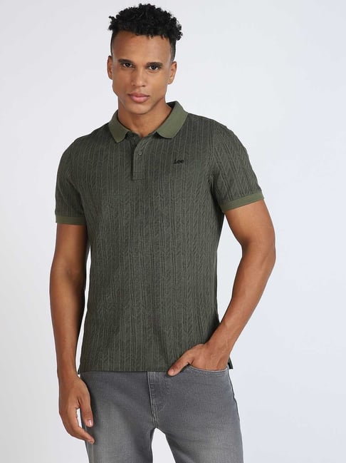 Buy Louis Philippe Green Cotton Slim Fit Embroidered Polo T-Shirts for Mens  Online @ Tata CLiQ