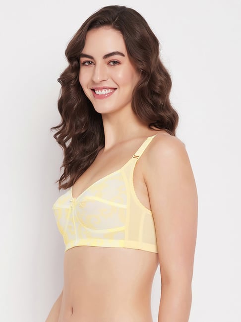 Buy Clovia Non-Padded Non-Wired Full Cup Bra in Yellow - Cotton online