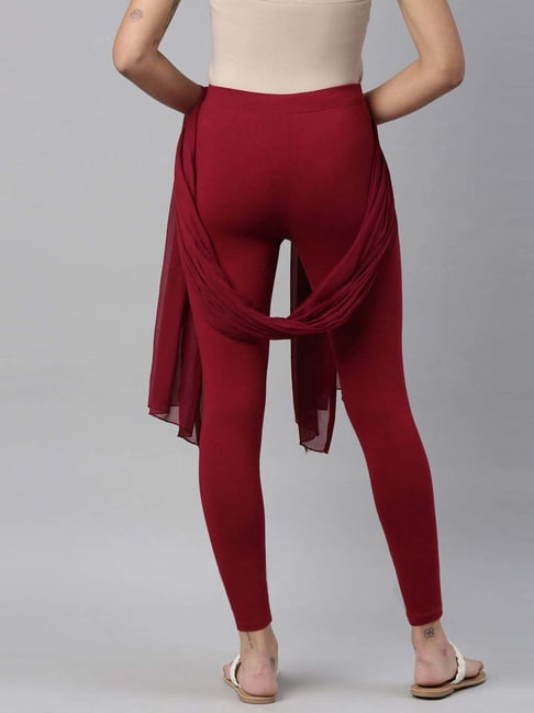 Buy TWIN BIRDS Maroon Cotton Ankle Length Leggings With Dupatta for Women  Online @ Tata CLiQ