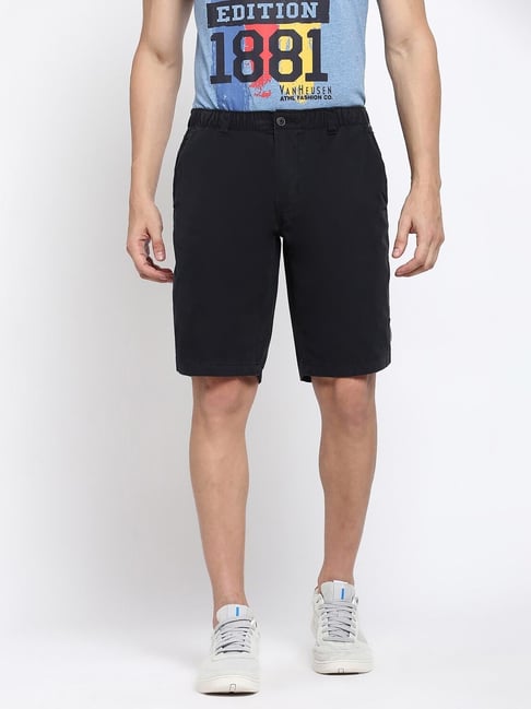 Van Heusen Athleisure Regular Fit Soft Touch Functional Pockets Shorts - Black-picture-33