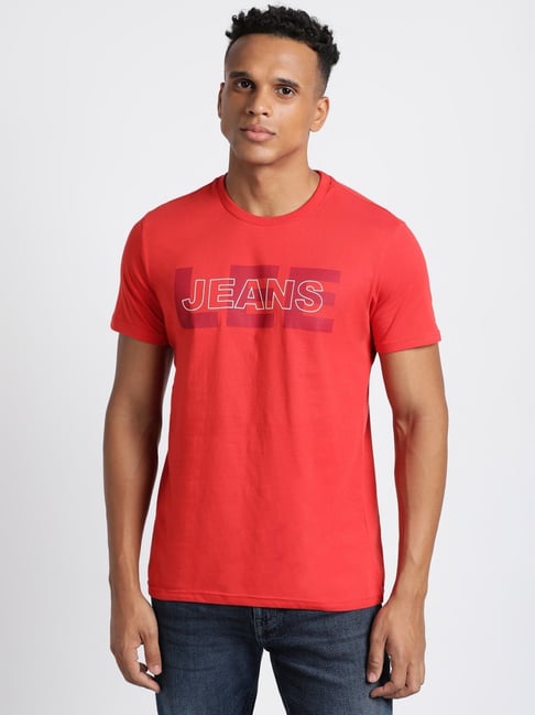 Lee Red Cotton Slim Fit Printed T-Shirt-picture-16