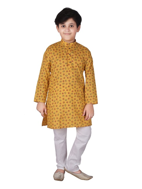 Pro-Ethic Style Developer Kids Yellow & White Printed Full Sleeves Kurta with Pyjamas-picture-29