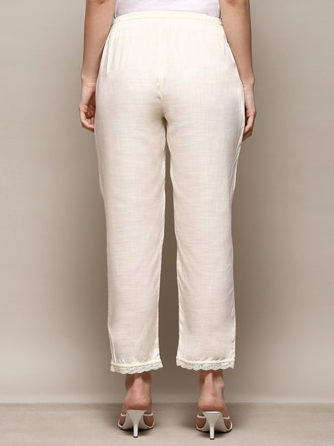 Buy White cotton lycra Pants (Pants) for N/A0.0 | Biba India