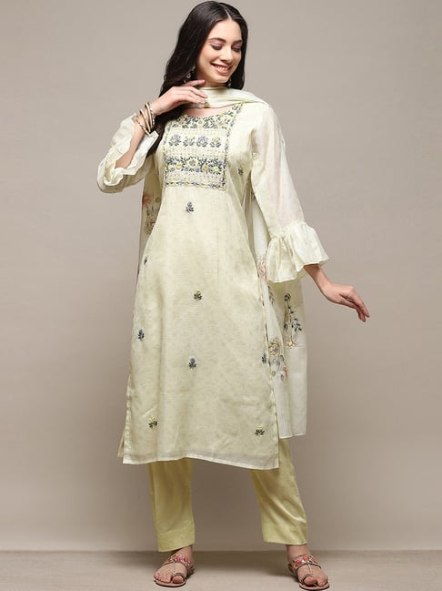 Buy Blue Cotton Unstitched Dress Material Suit Set (Kurta, Bottom, Dupatta)  for N/A0.0 | Biba India