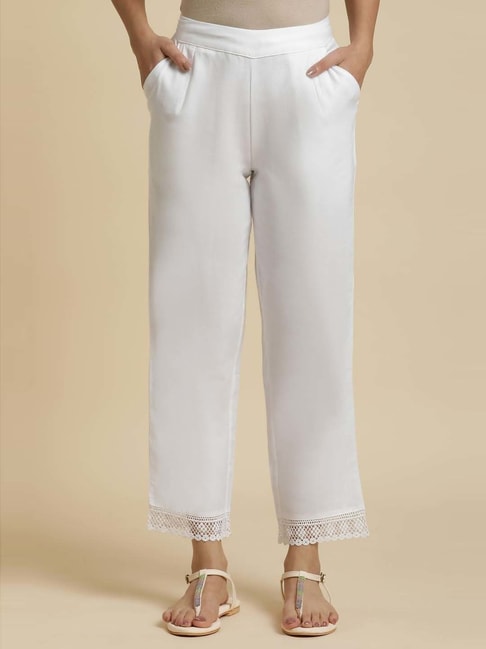 Buy Polo Ralph Lauren Women White Straight-Leg Satin Pant Online - 861506 |  The Collective