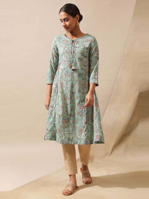 Folksong by W Green Cotton Printed A Line Kurta-picture-19