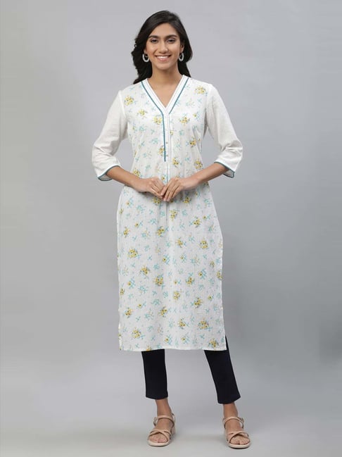 Buy Aurelia White Printed Straight Kurta for Women Online Tata CLiQ