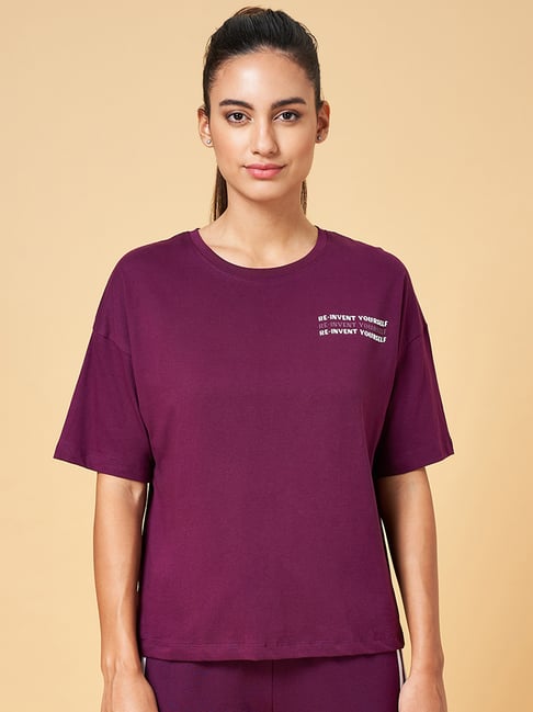 Ajile by Pantaloons Purple Cotton Graphic Print Sports Top-picture-64