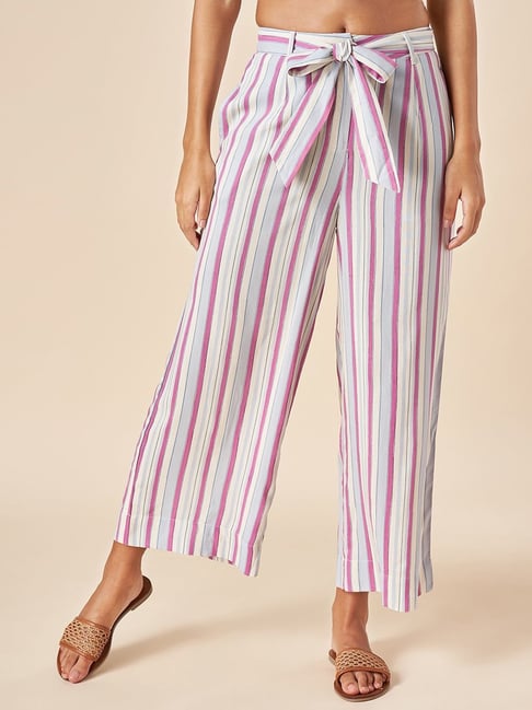 Akkriti by Pantaloons Blue & Purple Striped Palazzos-picture-30