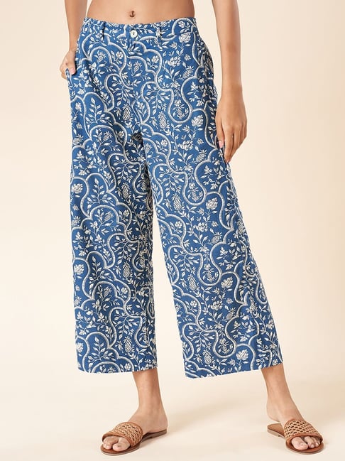 Akkriti by Pantaloons Blue Cotton Printed Culottes-picture-41
