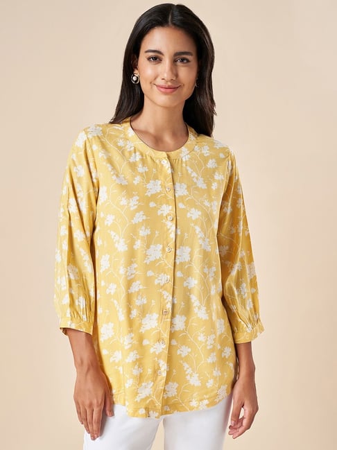 Akkriti by Pantaloons Mustard Printed Shirt-picture-10