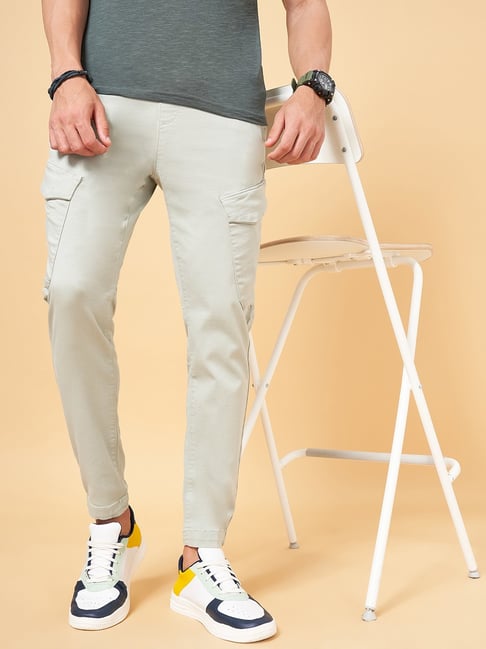 People by Pantaloons Ecru Melange Slim Fit Printed Joggers