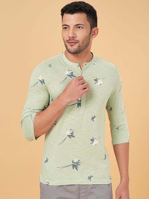 Urban Ranger By Pantaloons Green Cotton Slim Fit Printed Henley T-Shirt-picture-28