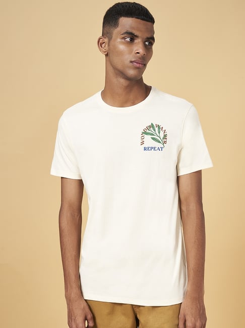 Urban Ranger By Pantaloons Cream Cotton Slim Fit Printed T-Shirt-picture-19