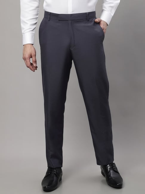 Men Black Smart Tapered Fit Formal Trousers – Button Art