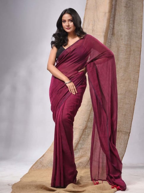 Buy Magenta Satin Saree For Women Online - Frontierraas