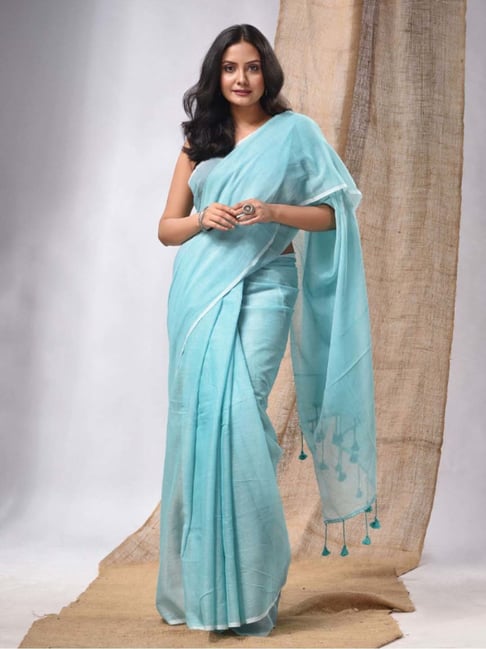 Shop Elegant Maheshwari Silk Cotton Saree Online | Red & Blue Handloom