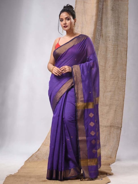 Hridaya Lilac Maheshwari Tissue Silk Cotton Saree Online