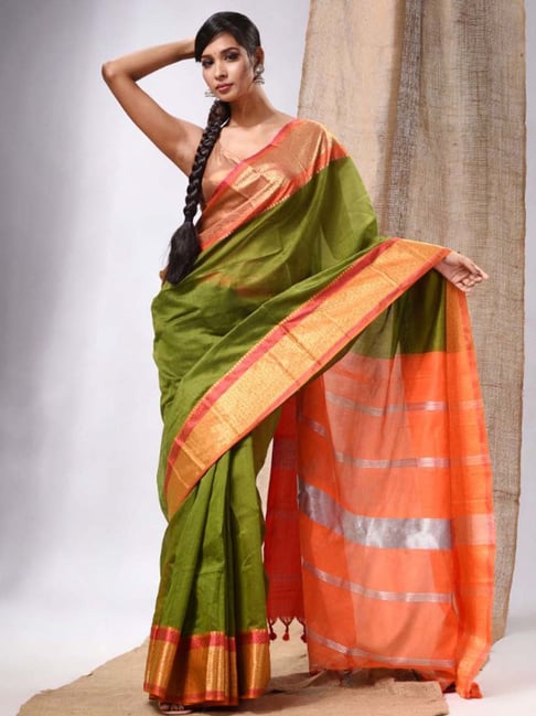 Turquoise and Orange Shaded Saree With Heavy Blouse 3064SR17